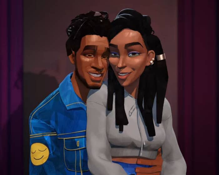 Jabari and Meadow pose in a photo booth