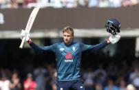 Cricket - England v India - Second One Day International - Lord’s Cricket Ground, London, Britain - July 14, 2018 England's Joe Root celebrates reaching his century Action Images via Reuters/Peter Cziborra