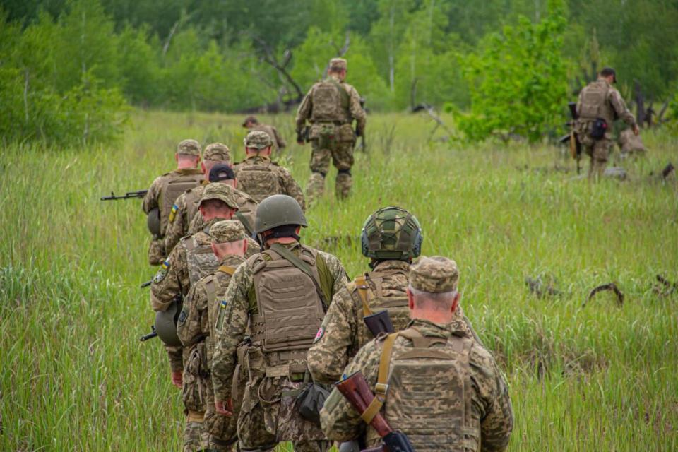 Soldiers with the 32nd Mechanized Brigade on the move in May, two months before being going to the frontline. (Oleksandr Bordian / Courtesy)