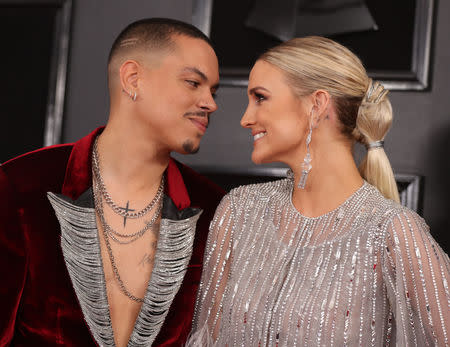 61st Grammy Awards - Arrivals - Los Angeles, California, U.S., February 10, 2019 - Evan Ross and Ashlee Simpson. REUTERS/Lucy Nicholson