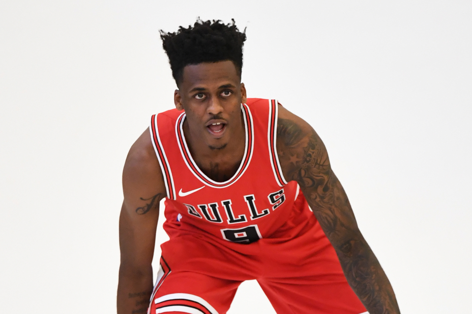 Sep 25, 2017; Chicago, IL, USA; Chicago Bulls guard Antonio Blakeney (9) poses for a photo on media day at The Advocate Center.