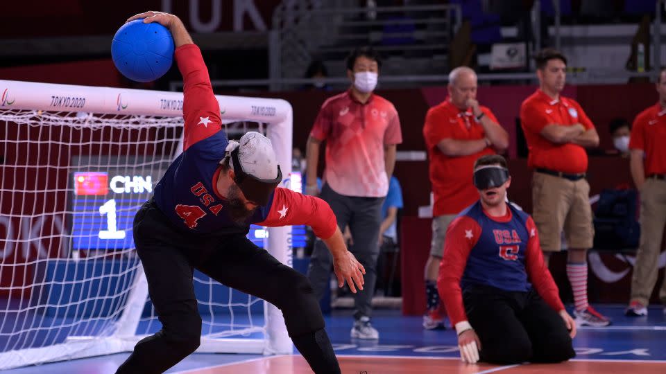 John Kusku of Team USA during the men's goalball semifinal at the Tokyo 2020 Paralympic Games. - Koki Nagahama/Getty Images