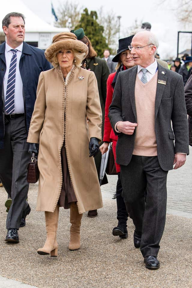 The Queen Consort with Ian Renton (Shane Anthony Sinclair/PA)