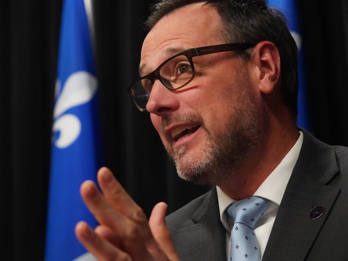 Jean-François Roberge, Quebec's minister in charge of French, acknowledged there will be a transition period as public services adjust to Bill 96. (Sylvain Roy Roussel/Radio-Canada - image credit)