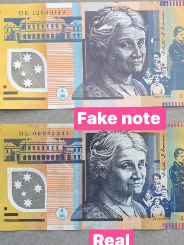 comparison of fake $50 note with real note