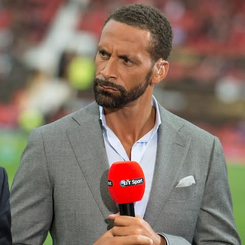 Rio Ferdinand as a pundit for BT Sport - The former United captain has been vocal about Mourinho's management of Rashford - Credit: BT Sport