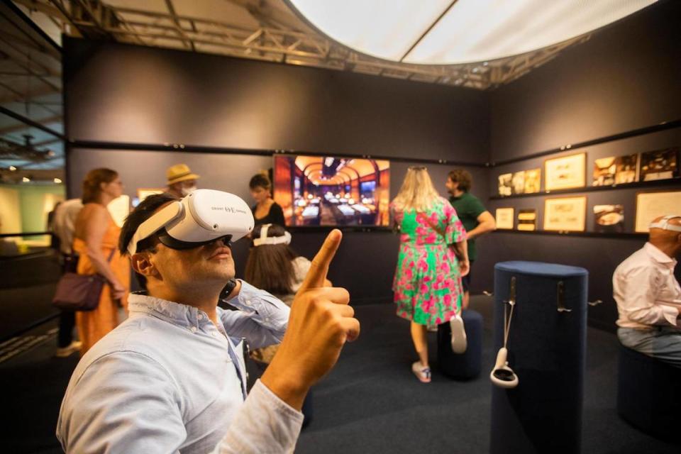 Juan Perez Amaya at the Orient Express Revelation, a virtual reality look at the future Orient Express train with imaging by Maxime d”Angeac at Design Miami.
