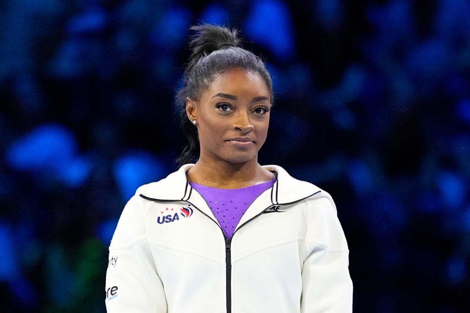 <p>Ulrik Pedersen/DeFodi Images via Getty Images</p> Simone Biles in 2023