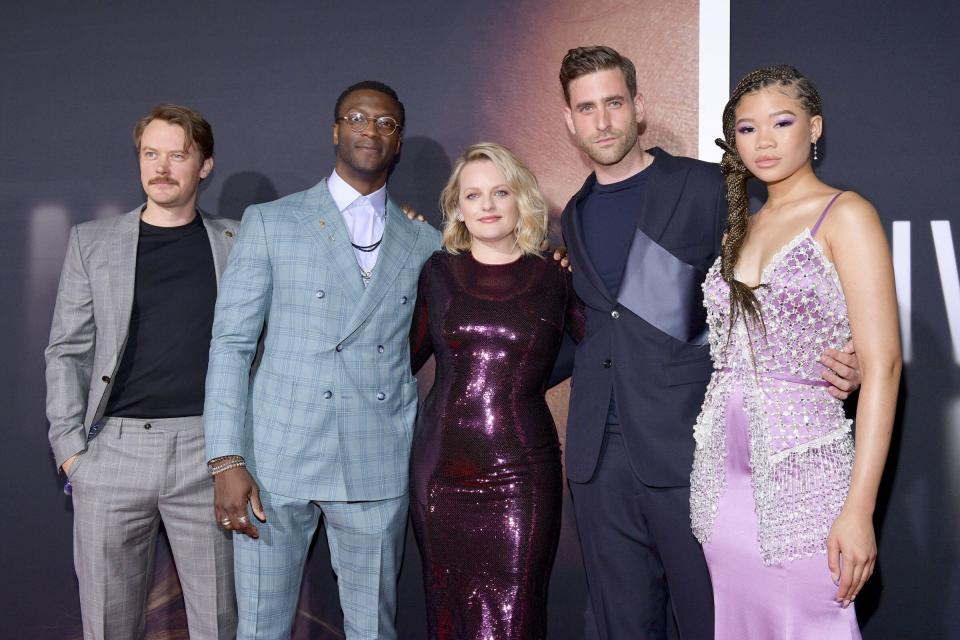 Michael Dorman, Aldis Hodge, Elisabeth Moss, Oliver Jackson-Cohen, and Storm Reid