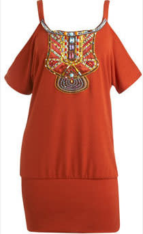 Indian Embellished Cold Shoulder Tunic - $48.00