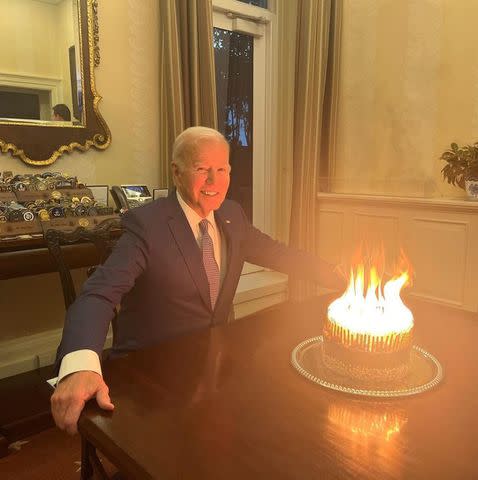 <p> Joe Biden/Instagram</p> Joe Biden shares photo of birthday cake on Instagram while celebrating his 81st birthday.
