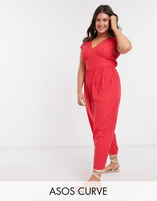 Asos Design Curve Sleeveless Tea Jumpsuit