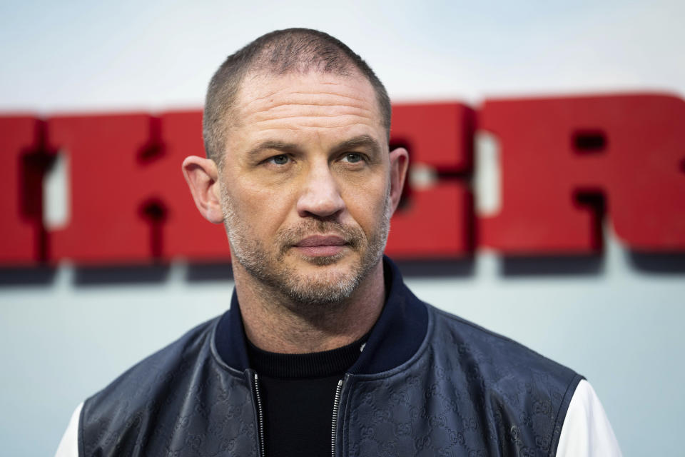 Tom Hardy poses for photographers upon arrival at the screening of the film 'The Bikeriders' in London, Tuesday, June 11, 2024. (Photo by Scott A Garfitt/Invision/AP)