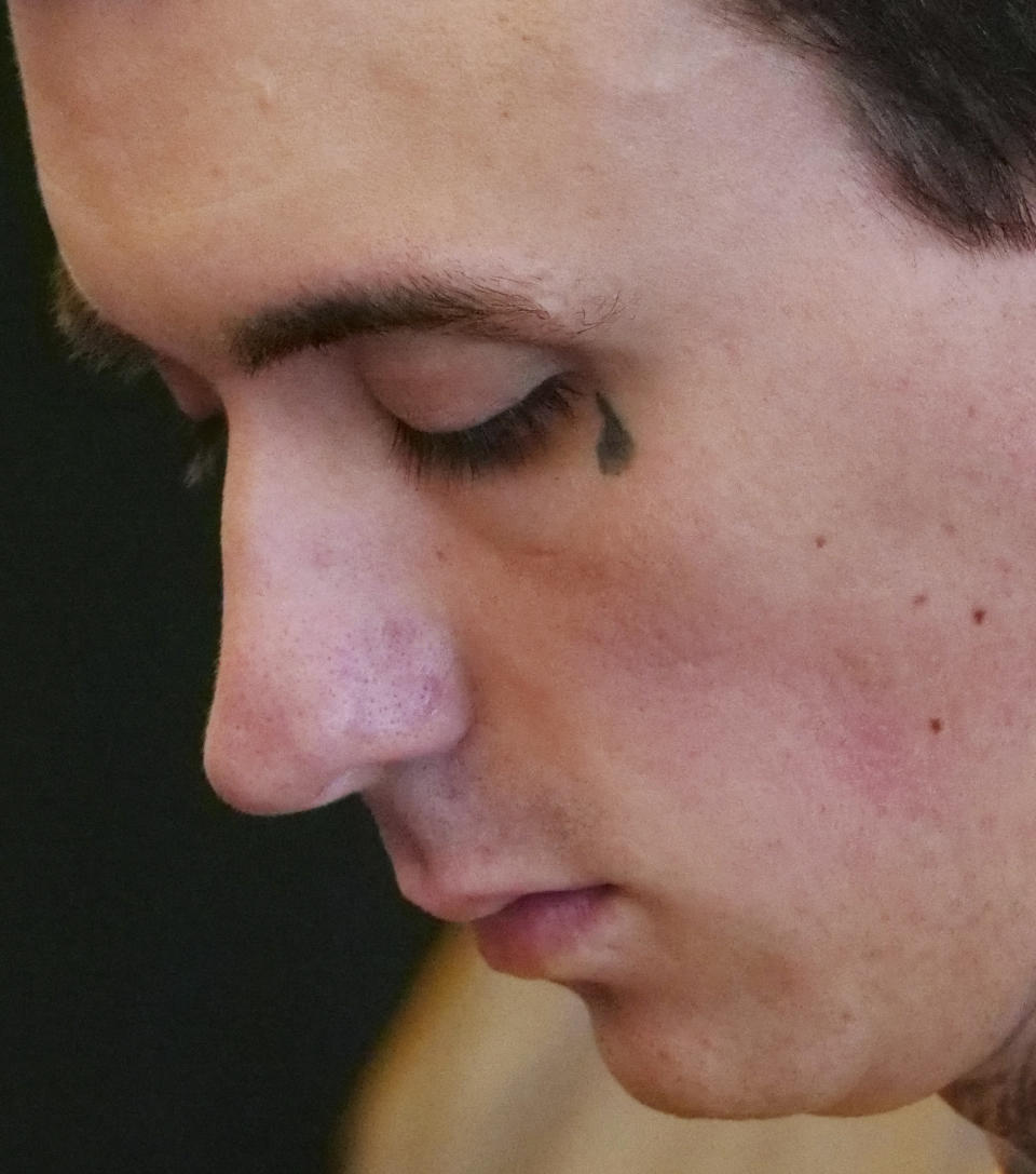 Austin Boutain looks on during a court hearing Wednesday, Sept. 12, 2018, in Salt Lake City. Boutain, an ex-convict charged with gunning down a University of Utah student from China, using a stolen gun from a previous killing, pleaded guilty to murder and kidnapping charges. Boutain entered the pleas in an agreement with prosecutors that allows him to avoid a possible death penalty. He was sentenced to life without parole. (AP Photo/Rick Bowmer, Pool)