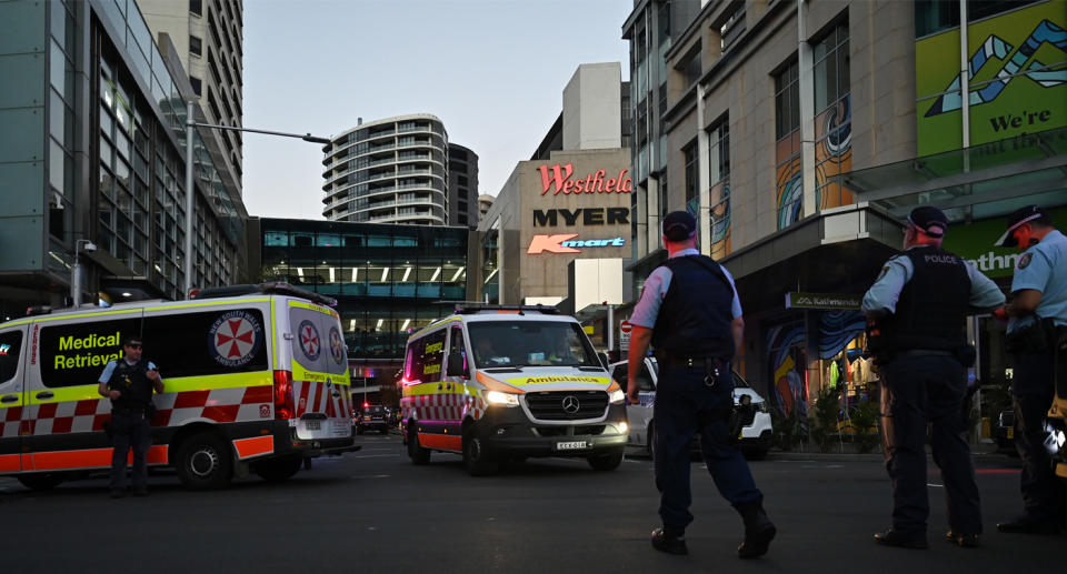 Police outside Westfield Bondi Junction following the mass stabbing incident. Source: AAP