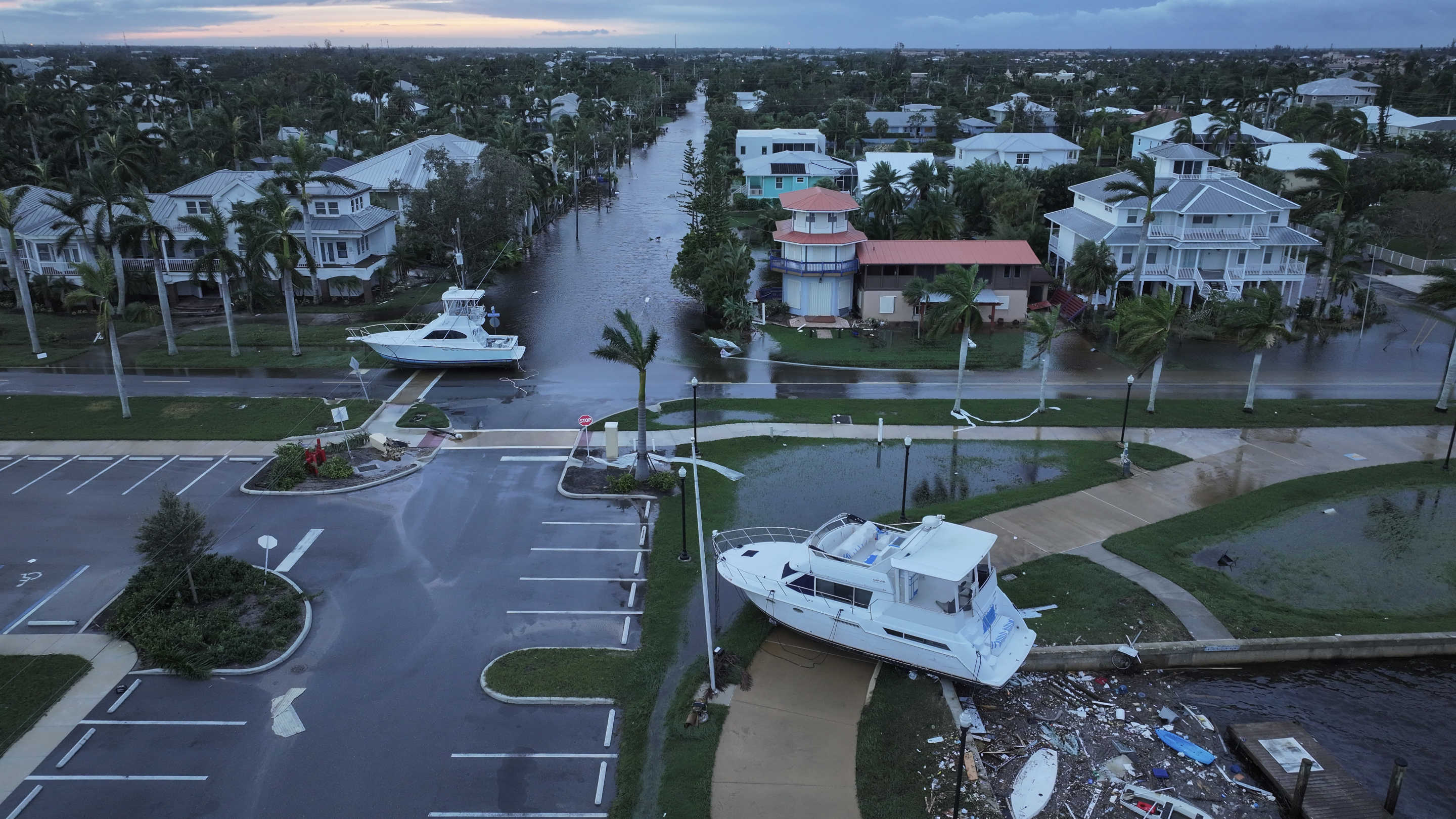 The storm carried boats inland into Punta Gorda, Florida. (Joe Raedle/Getty Images)