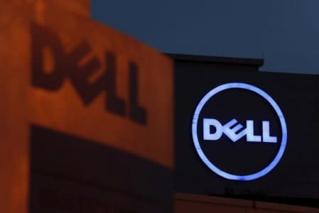 Dell logos are seen at its headquarters in Cyberjaya, outside Kuala Lumpur in this September 4, 2013 file photo. REUTERS/Bazuki Muhammad/Files