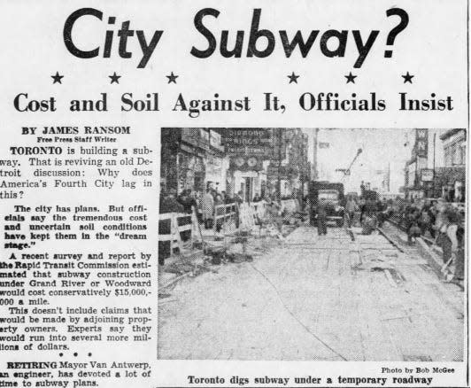 Former Detroit Mayor Eugene Van Antwerp believed Detroit's soil wasn't right for a subway.