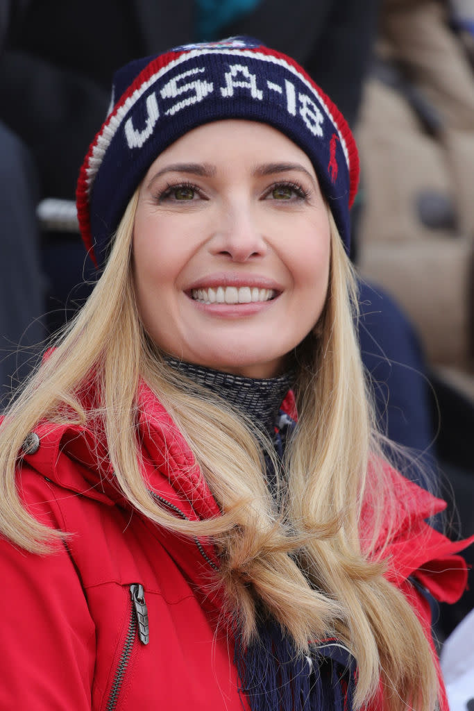 Ivanka Trump at Alpensia Ski Jumping Centre on Feb. 24 in PyeongChang, South Korea. (Photo: Getty Images)