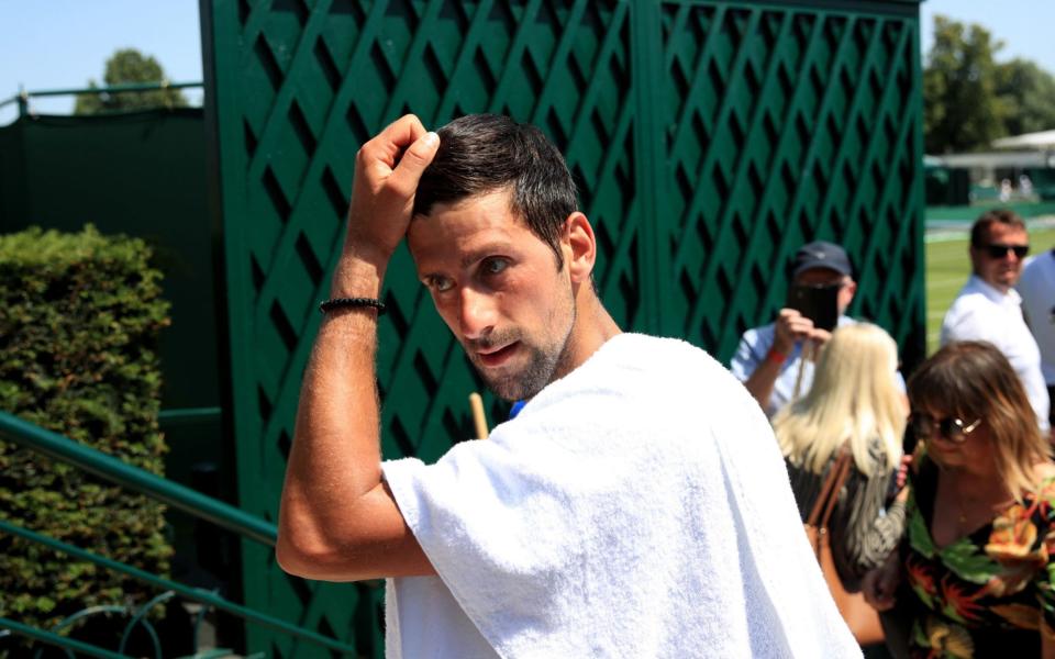 Novak Djokovic after practice on Saturday - PA