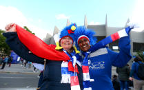 Fans of France pose for a photograph outside the stadium prior to the 2019 FIFA Women's World Cup France group A match between France and Korea Republic at Parc des Princes on June 07, 2019 in Paris, France. (Photo by Robert Cianflone/Getty Images)