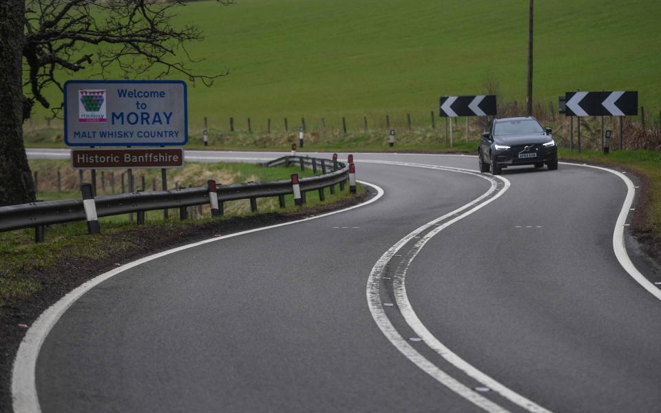  car drives past a sign reading 'Welcome to Moray' on May 13, 2021  - Peter Summers/Getty Images