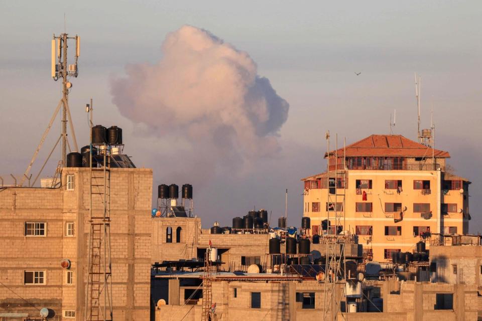 Smoke billows following an Israeli strike on Khan Yunis in the southern Gaza strip on Thursday (AFP/Getty)