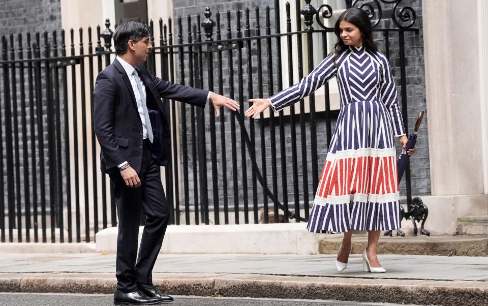 Mr Sunak had the support of his wife, Akshata Murty, as he gave his speech in Downing Street