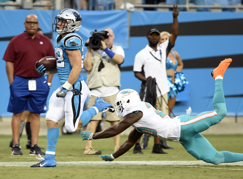 Carolina Panthers’ Christian McCaffrey’s fantasy stock is on the rise (AP Photo).