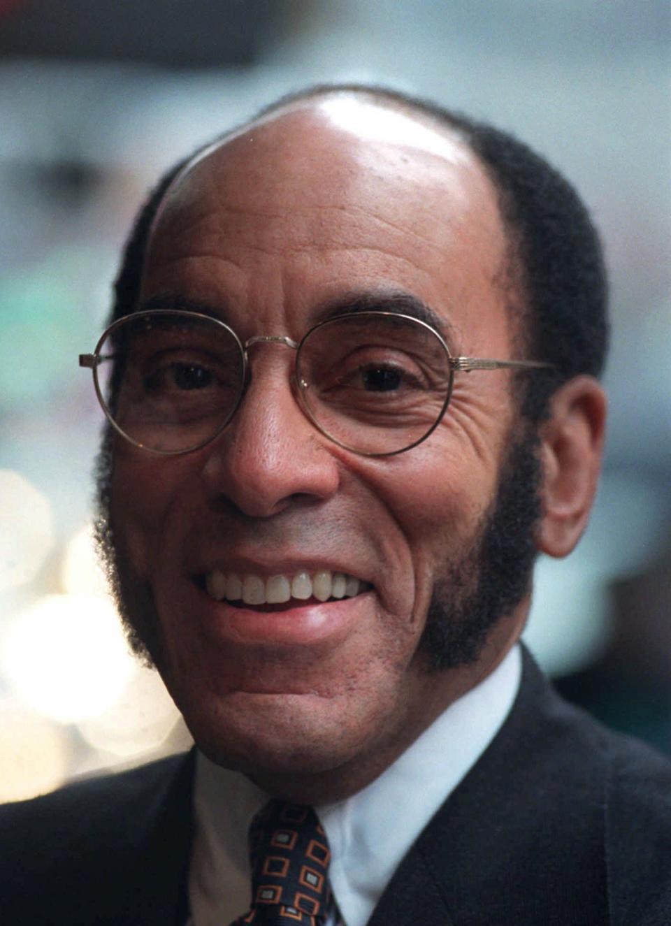 FILE--This May 8, 1997 file photo shows Publisher and CEO of Black Enterprise Magazine Earl G. Graves Sr. in New York. Graves Sr., who championed black businesses as the founder of the first African American-owned magazine focusing on black entrepreneurs, has died. He was 85. His son said Graves died Monday, April 6, 2020. (AP Photo/Bebeto Matthews, File)