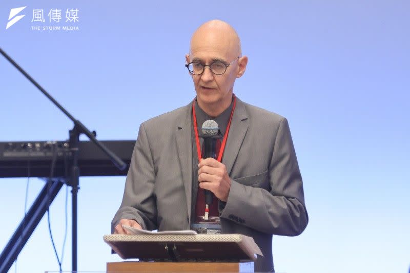 <cite>德國在台協會處長許佑格（Jörg Polster）17日出席「國際猶太大屠殺紀念日」活動。（柯承惠攝）</cite>