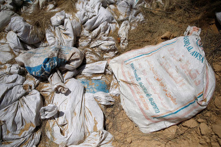 Sacks of sand are seen at an entrance to a tunnel, which Israel's military said it had discovered, just outside the southern Gaza Strip May 6, 2016. REUTERS/ Amir Cohen