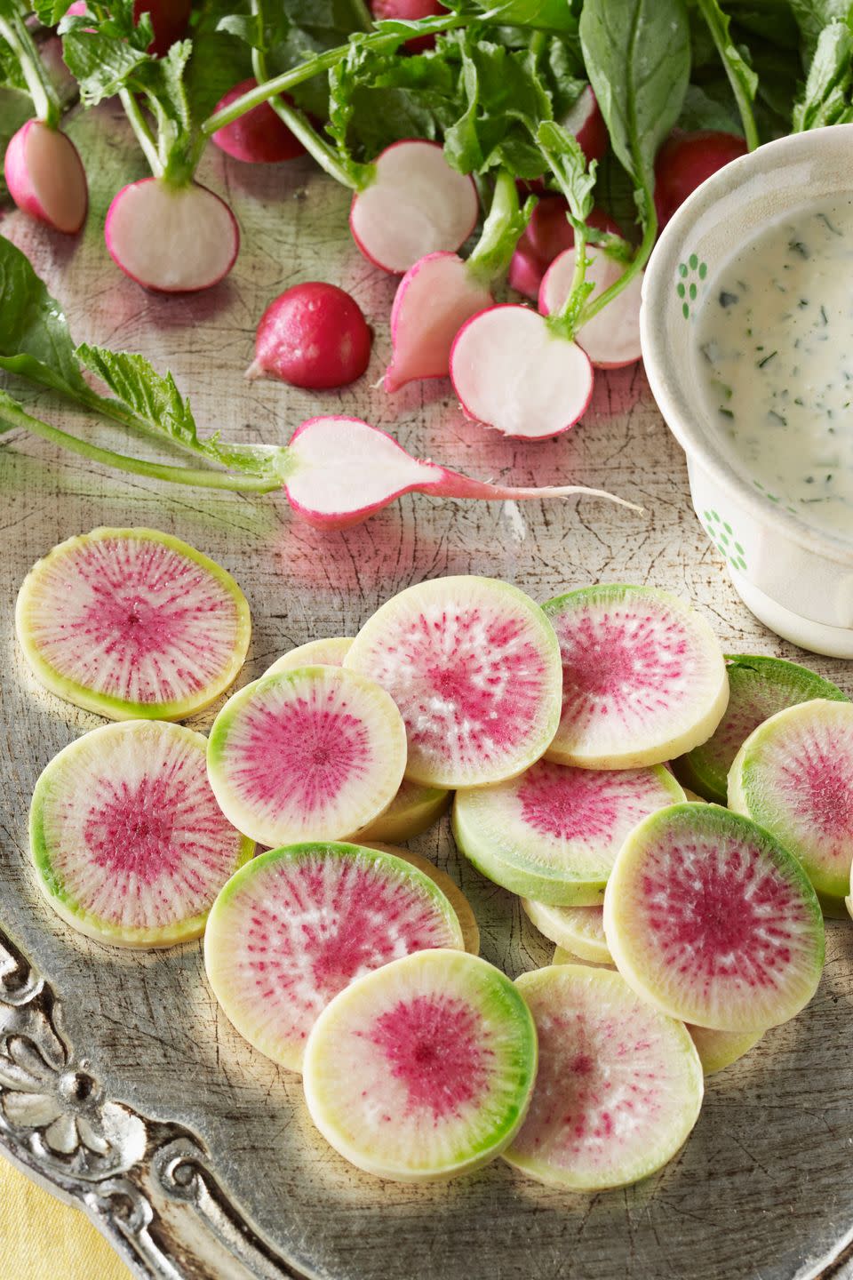 Sliced Radishes with Horseradish-Buttermilk Dip