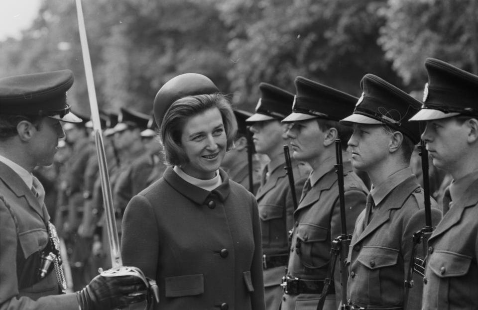 Princess Alexandra inspecting the troops, at a parade in Hyde Park, London, 19th May 1968. (Photo by Norman Potter/Express/Getty Images)