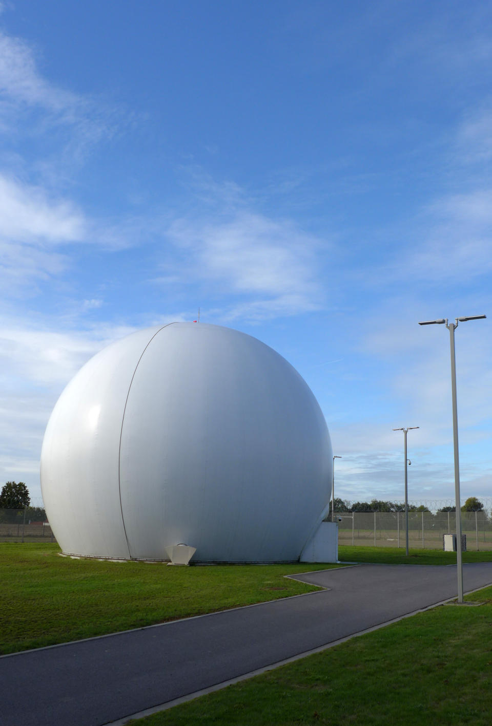 A Kevlar dome at the Kester Satellite Ground Station in Kester, Belgium, Thursday, Oct. 15, 2020. This week, the site at Kester, which has been in use for decades but was totally overhauled in 2014, is set to fall under a new orbit, when NATO announces that it is creating a space center to help manage satellite communications and key parts of its military operations around the world. (AP Photo/Lorne Cook)
