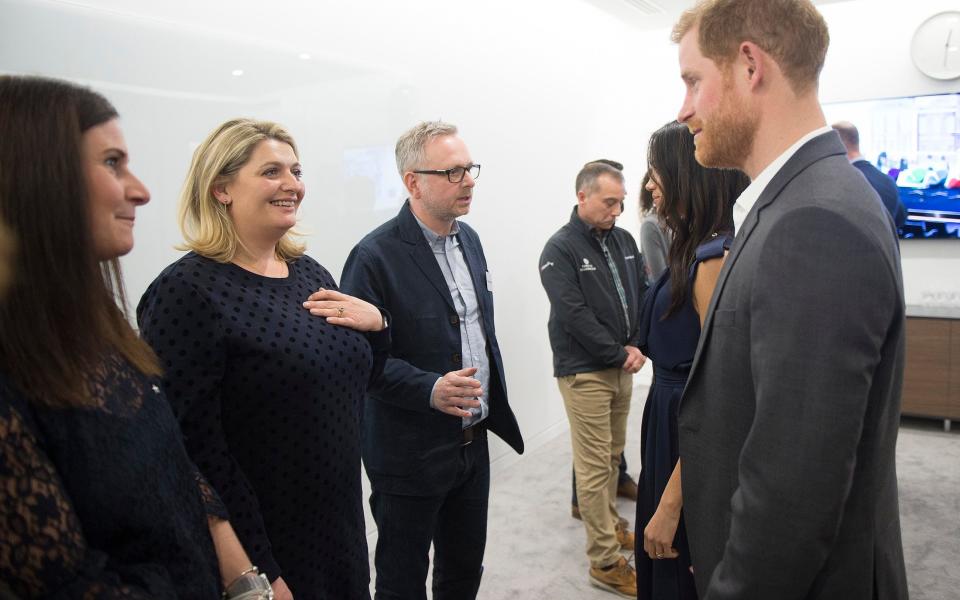 Bryony Gordon talks to the Duke and Duchess at an event to showcase programmes run by the Royal Foundation - Eddie Mulholland for The Telegraph