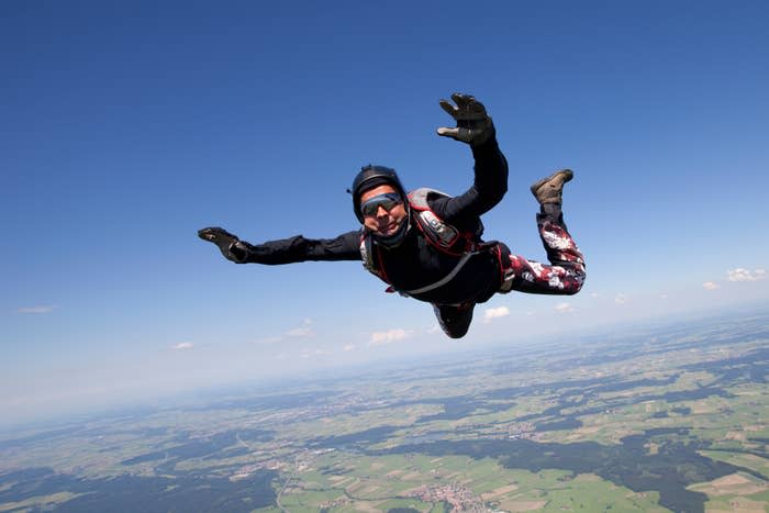 a man skydiving