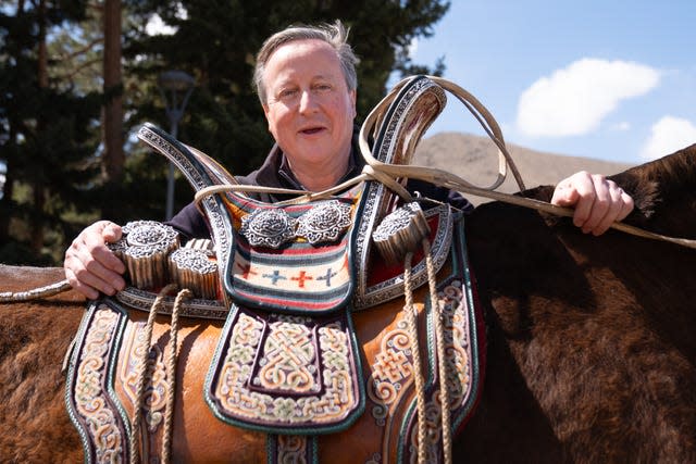 Foreign Secretary Lord David Cameron at the Ikh Tenger complex in Ulaanbaatar