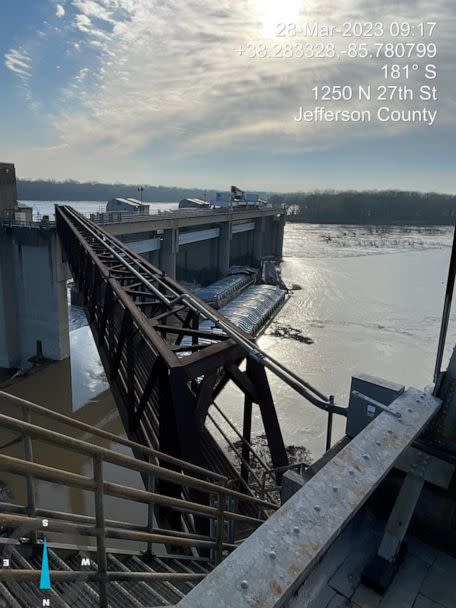 PHOTO: Several barges were loose on the Ohio River in Louisville, Ky., March 28, 2023. (Kentucky EEC)