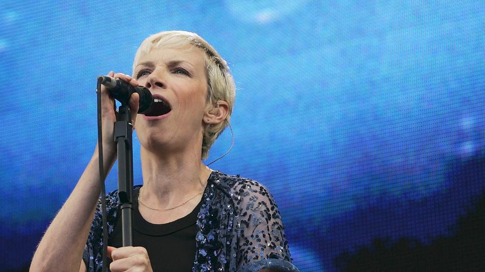 LONDON - JULY 02: Annie Lennox performs on stage at "Live 8 London" in Hyde Park on July 2, 2005 in London, England.