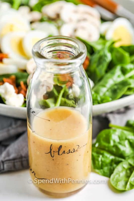 <p>Spend with Pennies</p><p>Spinach salad dressing is zesty and delicious, a perfect blend for a spinach salad.</p><p><strong>Get the recipe: <a href="https://www.spendwithpennies.com/spinach-salad-dressing/" rel="nofollow noopener" target="_blank" data-ylk="slk:Spinach Salad Dressing;elm:context_link;itc:0;sec:content-canvas" class="link ">Spinach Salad Dressing</a></strong></p>