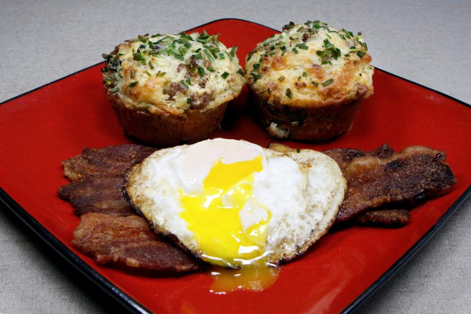 Loaded Savory Breakfast Muffins are loaded with sausage, eggs and cheese and even some vegetables. They should be served warm and can stand alone or be part of a full-scale breakfast.