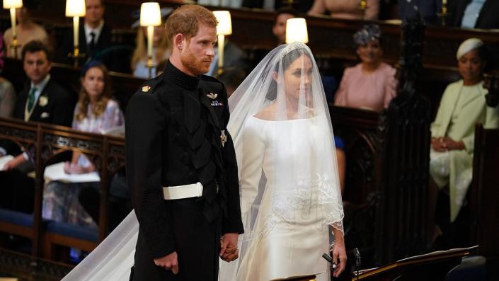 Prince Harry and Meghan Markle on their wedding day