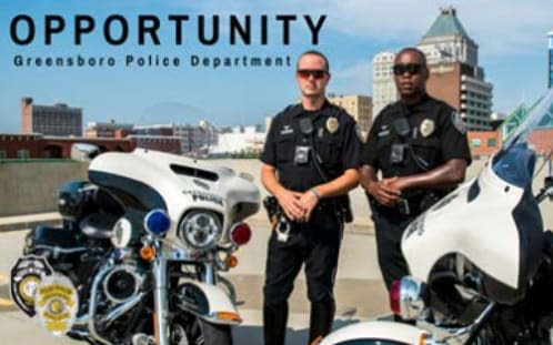 A job advert on Facebook which activists say was targeted specifically at men - Greensboro Police Department