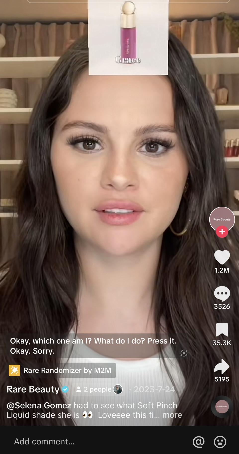 Rare Beauty founder Selena Gomez using Ben-Haim's blush randomizer.