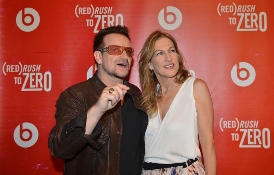 U2 singer Bono with Deborah Dugan, when she was CEO of his (Red) charity, in New York City on June 2, 2012, in New York.&nbsp; (Photo: STAN HOND/AFP via Getty Images)