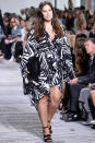 <p>The model radiated in a printed dress and minimal makeup at Michael Kors.</p>