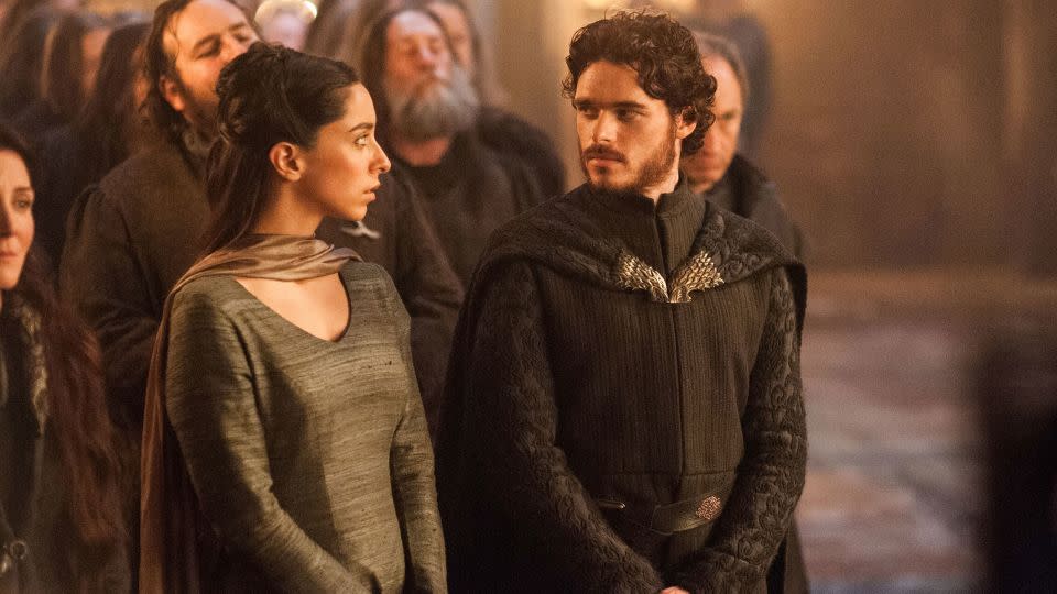 Robb and Talisa Stark, contemplating their Season 3 fate. - Helen Sloan/HBO