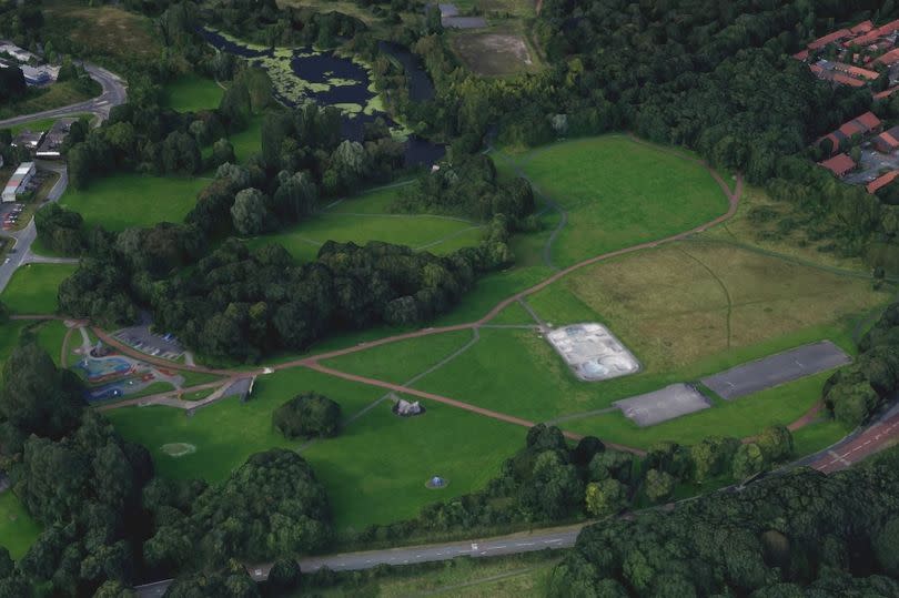 Google Earth view of Phoenix Park between Castlefields and Windmill Hill in Runcorn.