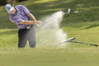 Steven Alker works out of a bunker on one during the final day at the Regions Tradition, a PGA Tour Champions golf event, Sunday, May 15, 2022, in Birmingham, Ala. (AP Photo/Vasha Hunt)